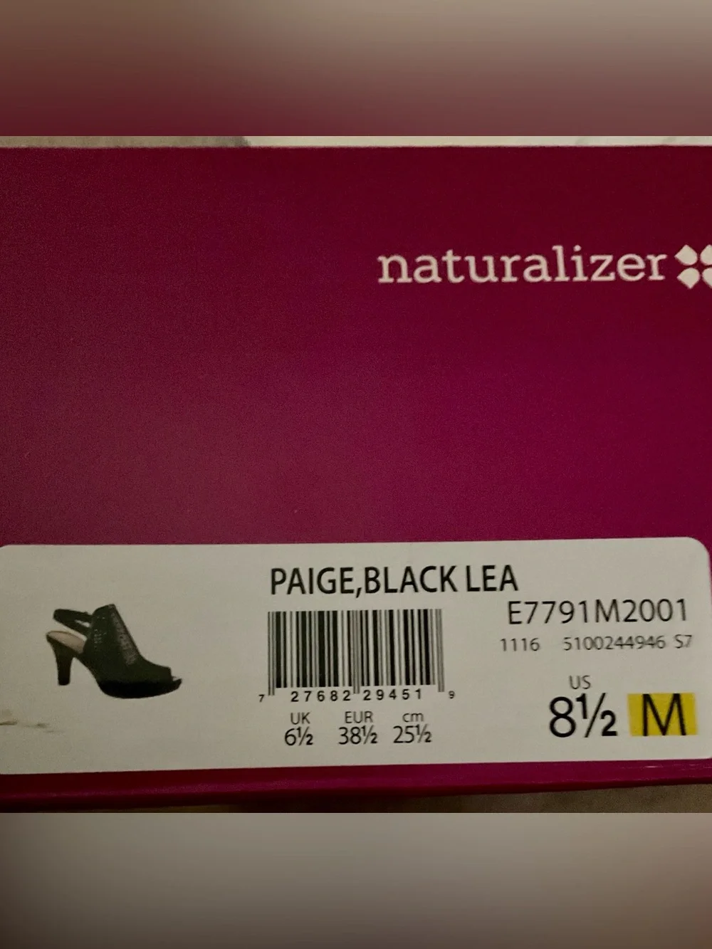 Naturalizer Paige Women’s Black Perforated Peep-Toe Slingback Heels 8.5M